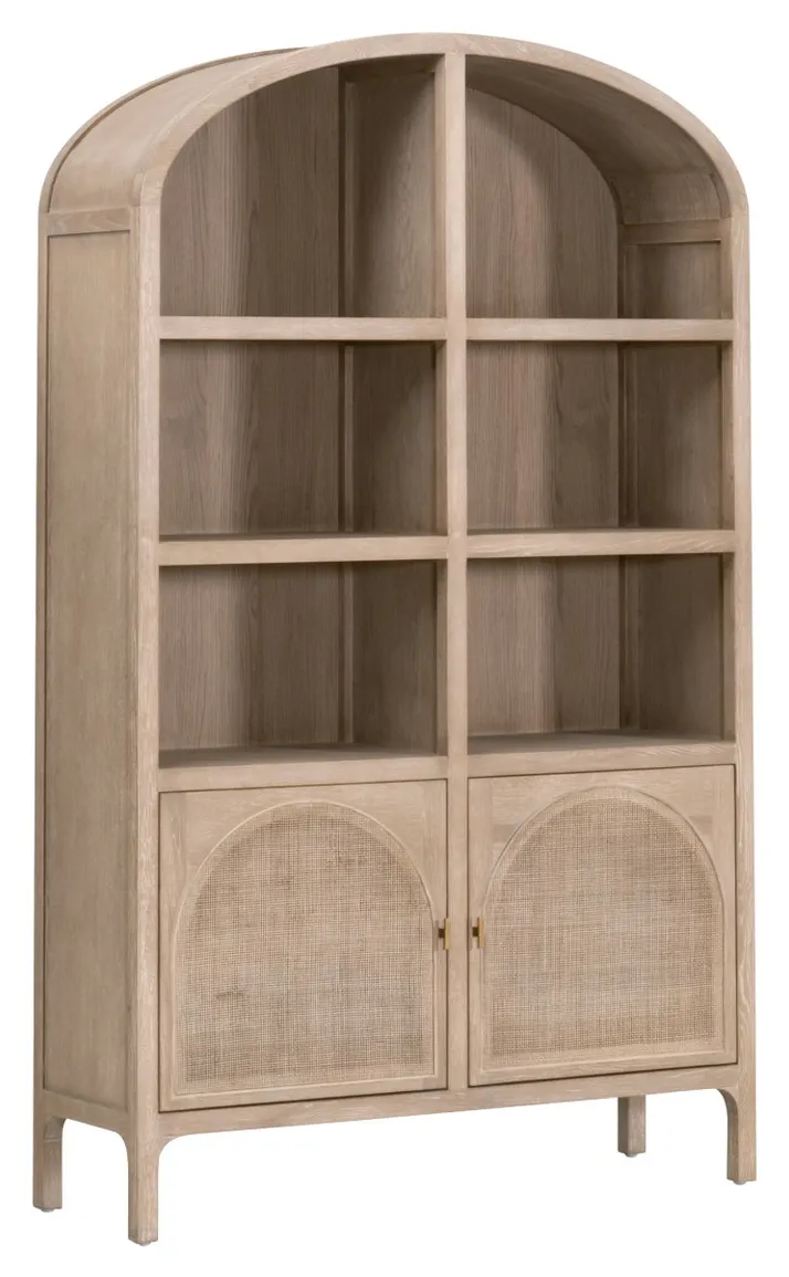 Essentials For Living 8093.SGRY-OAK/CN Cane Storage Bookcase Essentials For Living 8093.SGRY-OAK/CN Cane Storage Bookcase