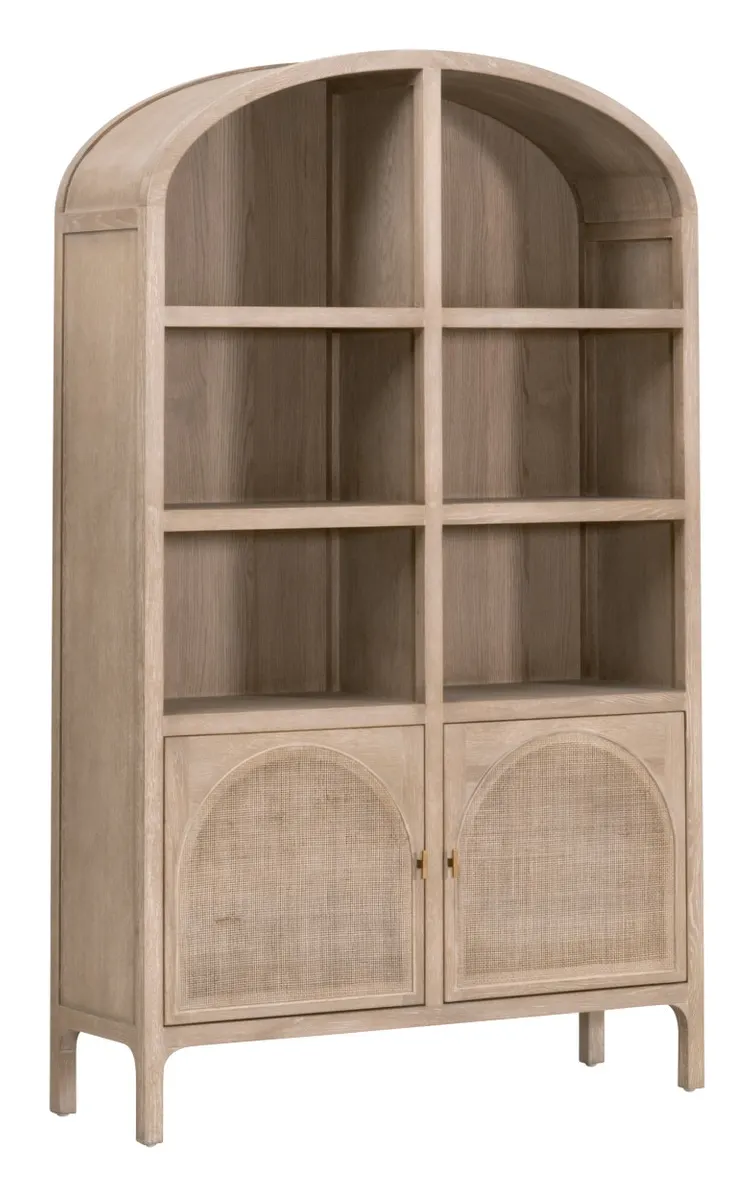 Essentials For Living 8093.SGRY-OAK/CN Cane Storage Bookcase Essentials For Living 8093.SGRY-OAK/CN Cane Storage Bookcase