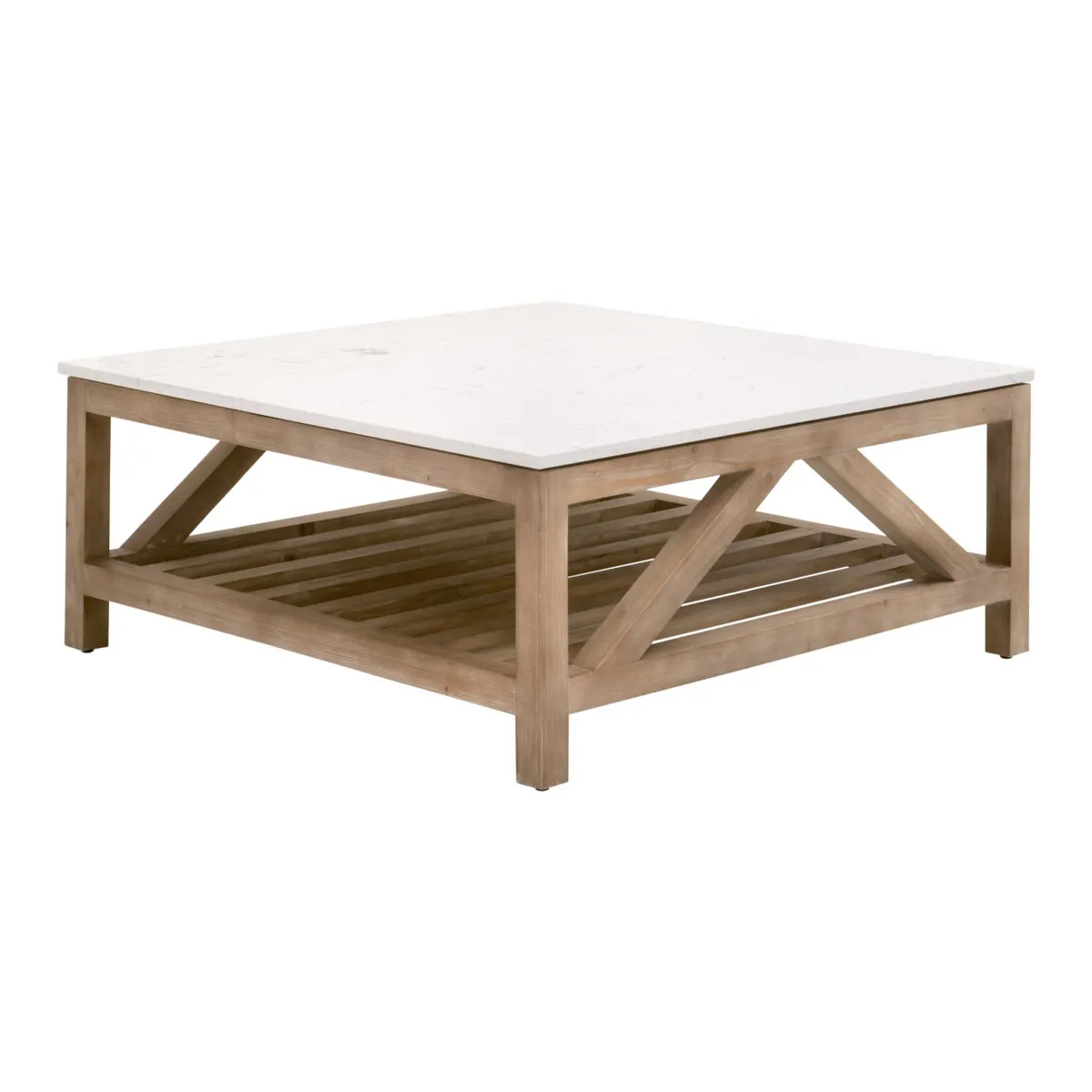 Essentials For Living 8019SQ.SGRY-PNE/WHTQ Spruce Square Coffee Table