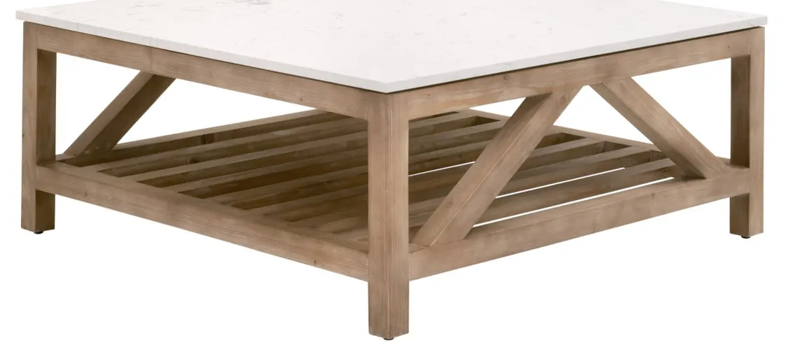 Essentials For Living 8019SQ.SGRY-PNE/WHTQ Spruce Square Coffee Table Essentials For Living 8019SQ.SGRY-PNE/WHTQ Spruce Square Coffee Table