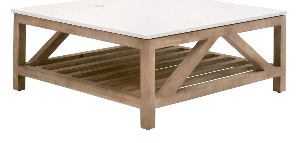 Essentials For Living 8019SQ.SGRY-PNE/WHTQ Spruce Square Coffee Table Essentials For Living 8019SQ.SGRY-PNE/WHTQ Spruce Square Coffee Table