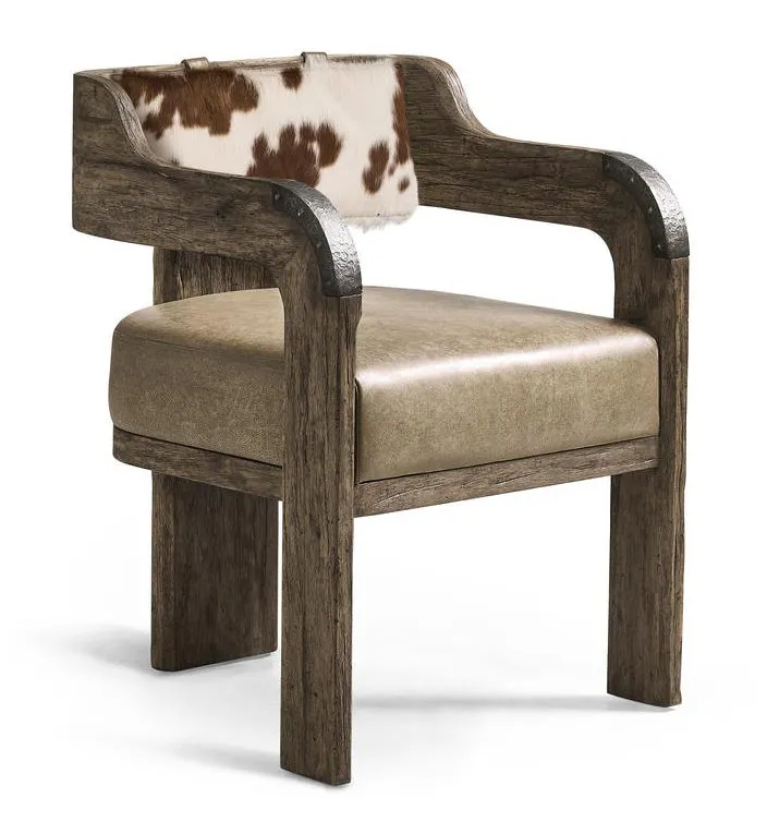 Jonathan Charles 491271-TDA-AC-U2 Stone Ridge Leather & Hide Arm Chair Dark