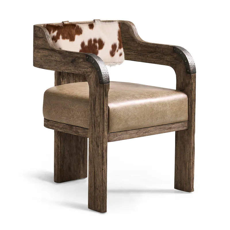 Jonathan Charles 491271-TDA-AC-U2 Stone Ridge Leather & Hide Arm Chair Dark