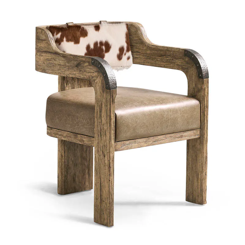 Jonathan Charles 491271-TLA-AC-U2 Stone Ridge Leather & Hide Arm Chair Light