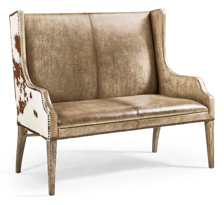 Jonathan Charles 491262-TGO-U2 Sagehill Leather & Hide Loveseat Bench Jonathan Charles 491262-TGO-U2 Sagehill Leather & Hide Loveseat Bench