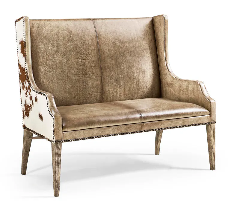 Jonathan Charles 491262-TGO-U2 Sagehill Leather & Hide Loveseat Bench Jonathan Charles 491262-TGO-U2 Sagehill Leather & Hide Loveseat Bench