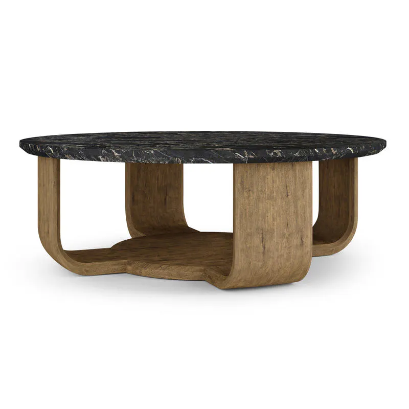 Jonathan Charles 491281-TLA Stone Ridge Round Marble Cocktail Table Light
