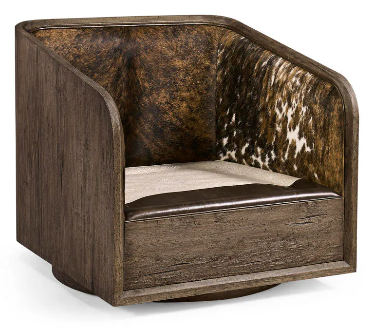 Jonathan Charles 491280-TDA-U2 Stone Ridge Leather & Hide Swivel Occasional Chair Dark Jonathan Charles 491280-TDA-U2 Stone Ridge Leather & Hide Swivel Occasional Chair Dark