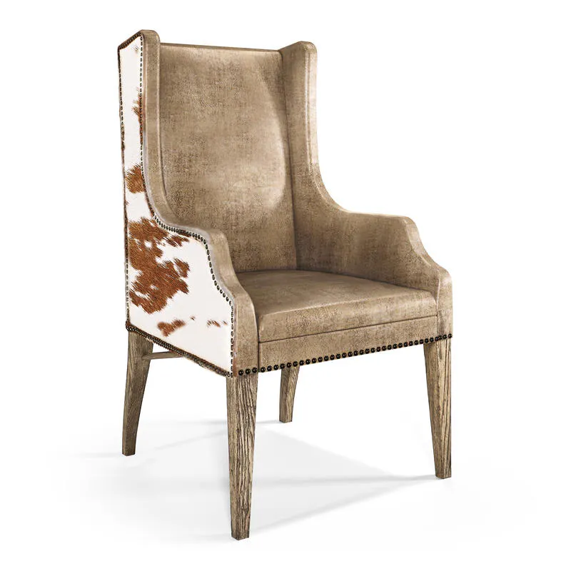 Jonathan Charles 491252-TGO-U2 Sagehill Leather & Hide Dining Wing Chair