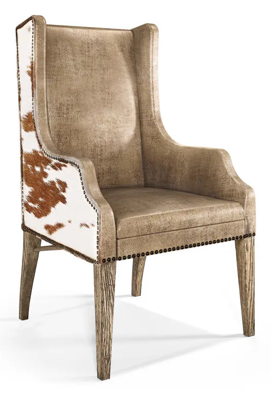 Jonathan Charles 491252-TGO-U2 Sagehill Leather & Hide Dining Wing Chair Jonathan Charles 491252-TGO-U2 Sagehill Leather & Hide Dining Wing Chair