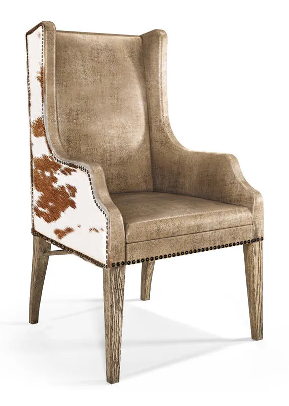 Jonathan Charles 491252-TGO-U2 Sagehill Leather & Hide Dining Wing Chair Jonathan Charles 491252-TGO-U2 Sagehill Leather & Hide Dining Wing Chair