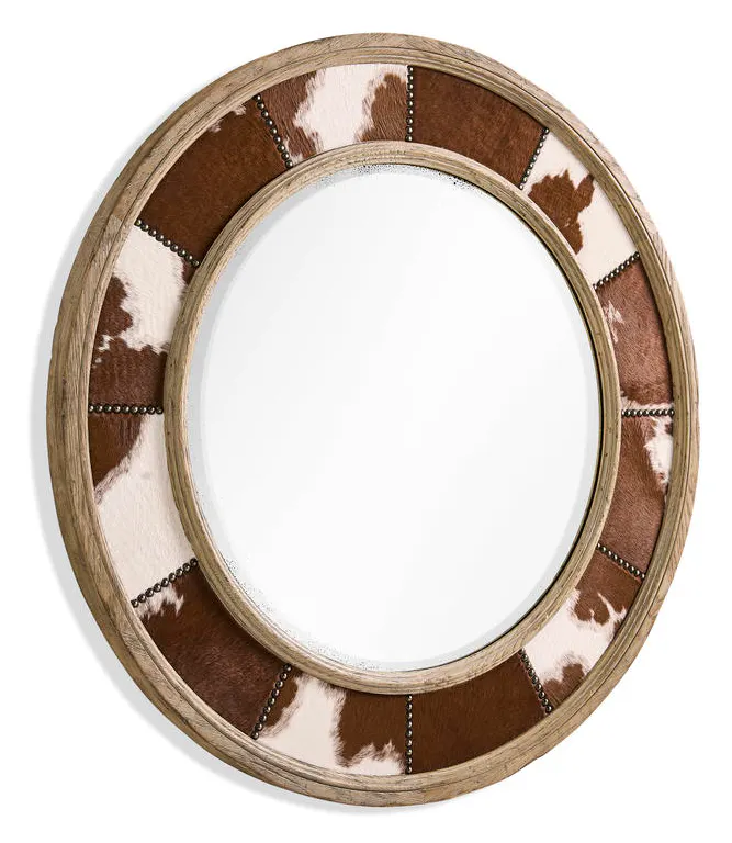 Jonathan Charles 491264-TGO Sagehill Round Hide Mirror Jonathan Charles 491264-TGO Sagehill Round Hide Mirror