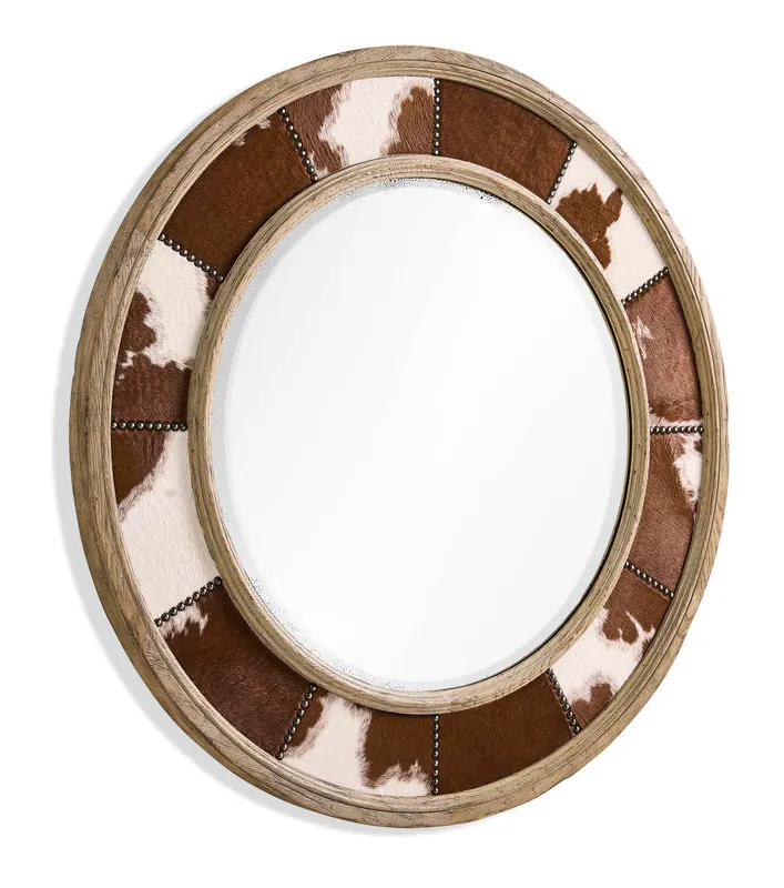 Jonathan Charles 491264-TGO Sagehill Round Hide Mirror Jonathan Charles 491264-TGO Sagehill Round Hide Mirror