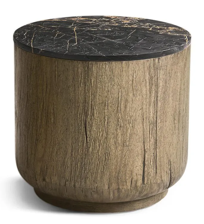 Jonathan Charles 491278-TLA Stone Ridge Marble Round Side Table Light