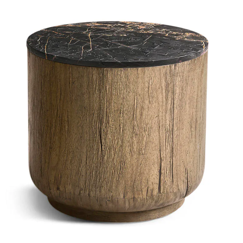 Jonathan Charles 491278-TLA Stone Ridge Marble Round Side Table Light