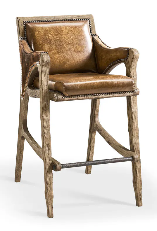 Jonathan Charles 491256-FDO-BS-U2 Echo Canyon Leather & Hide Bar Stool Jonathan Charles 491256-FDO-BS-U2 Echo Canyon Leather & Hide Bar Stool