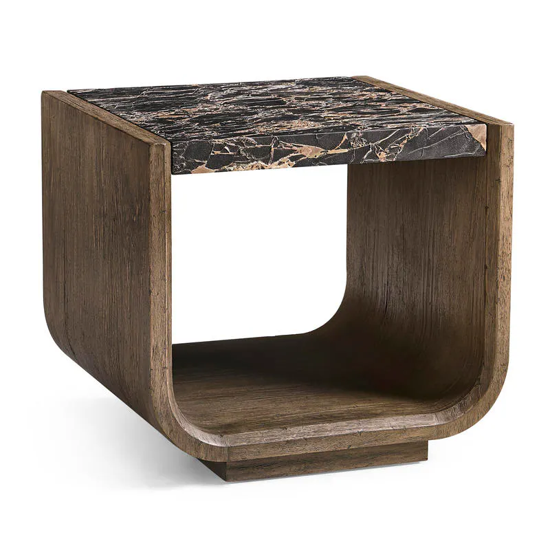 Jonathan Charles 491277-TDA Stone Ridge Marble Side Table Dark