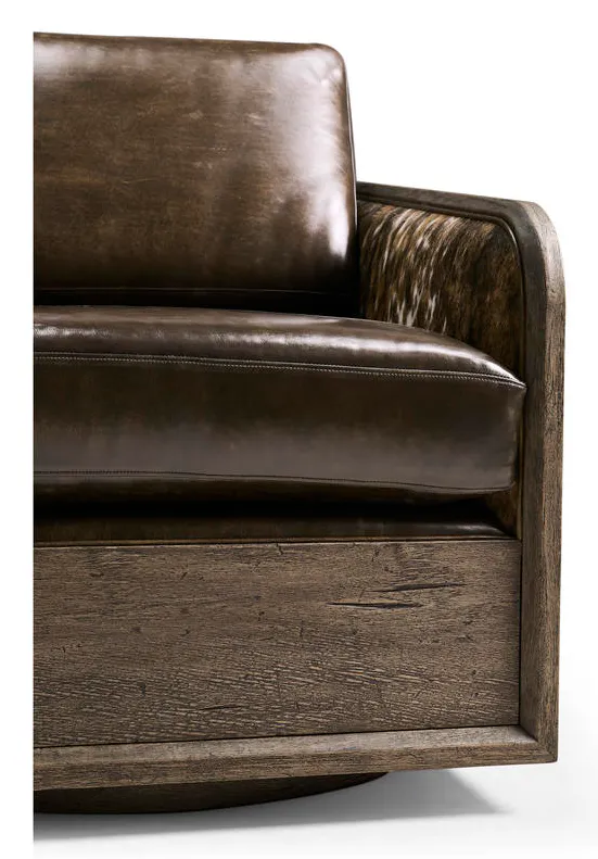 Jonathan Charles 491280-TDA-U2 Stone Ridge Leather & Hide Swivel Occasional Chair Dark Jonathan Charles 491280-TDA-U2 Stone Ridge Leather & Hide Swivel Occasional Chair Dark