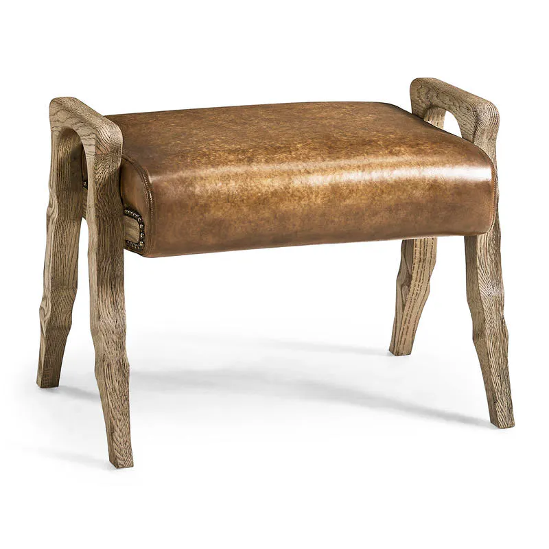 Jonathan Charles 491259-FDO-U1 Echo Canyon Leather Footstool