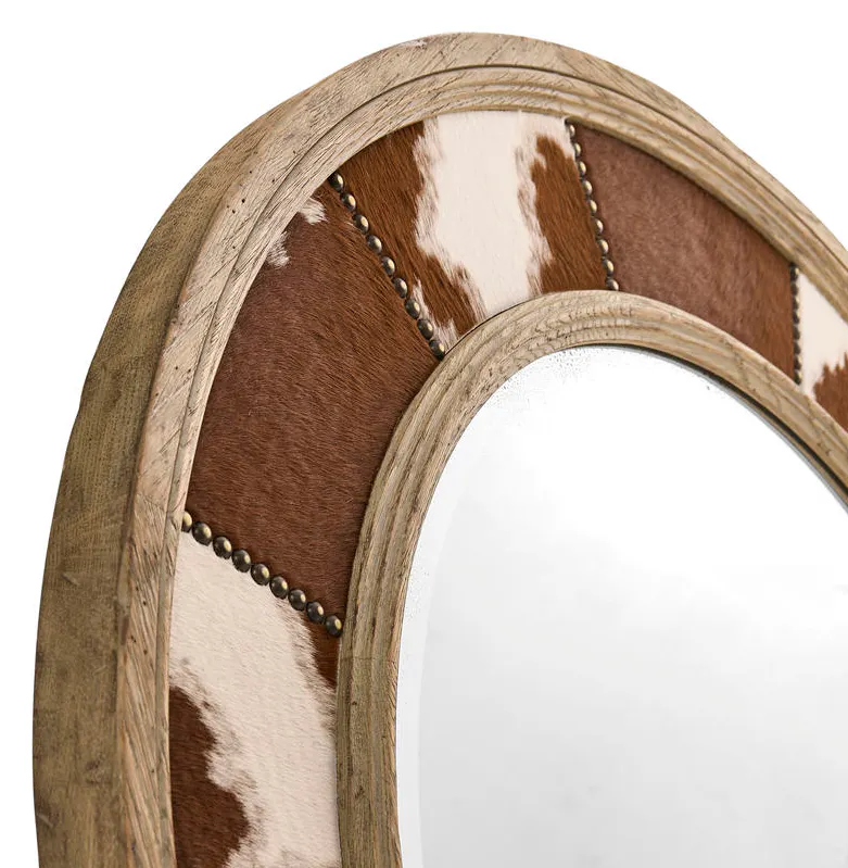 Jonathan Charles 491264-TGO Sagehill Round Hide Mirror Jonathan Charles 491264-TGO Sagehill Round Hide Mirror