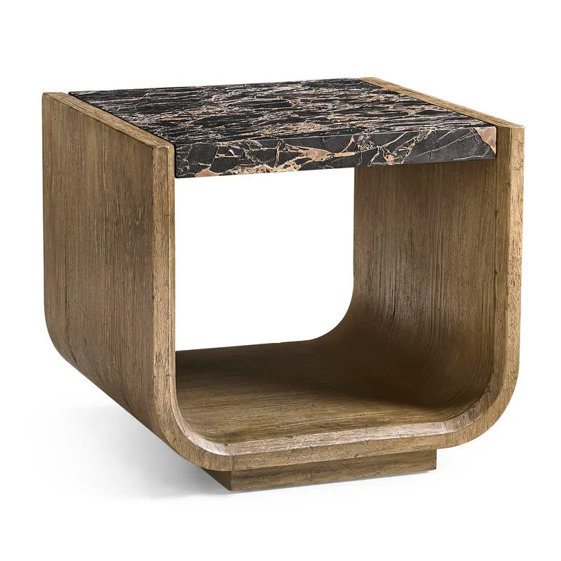 Jonathan Charles 491277-TLA Stone Ridge Marble Side Table Light