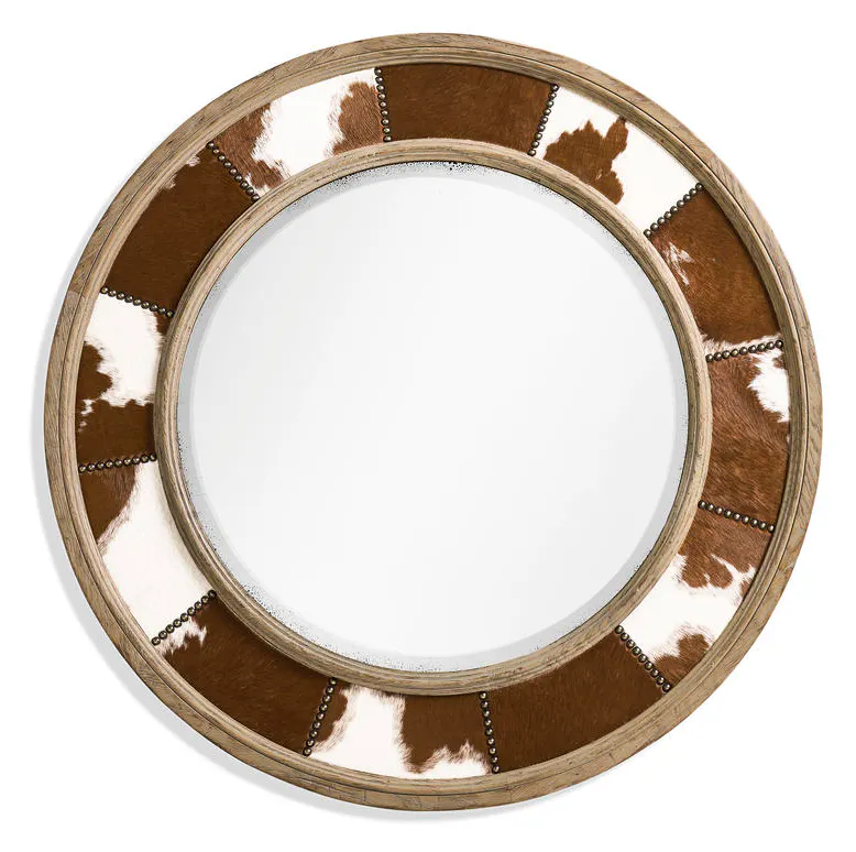 Jonathan Charles 491264-TGO Sagehill Round Hide Mirror Jonathan Charles 491264-TGO Sagehill Round Hide Mirror