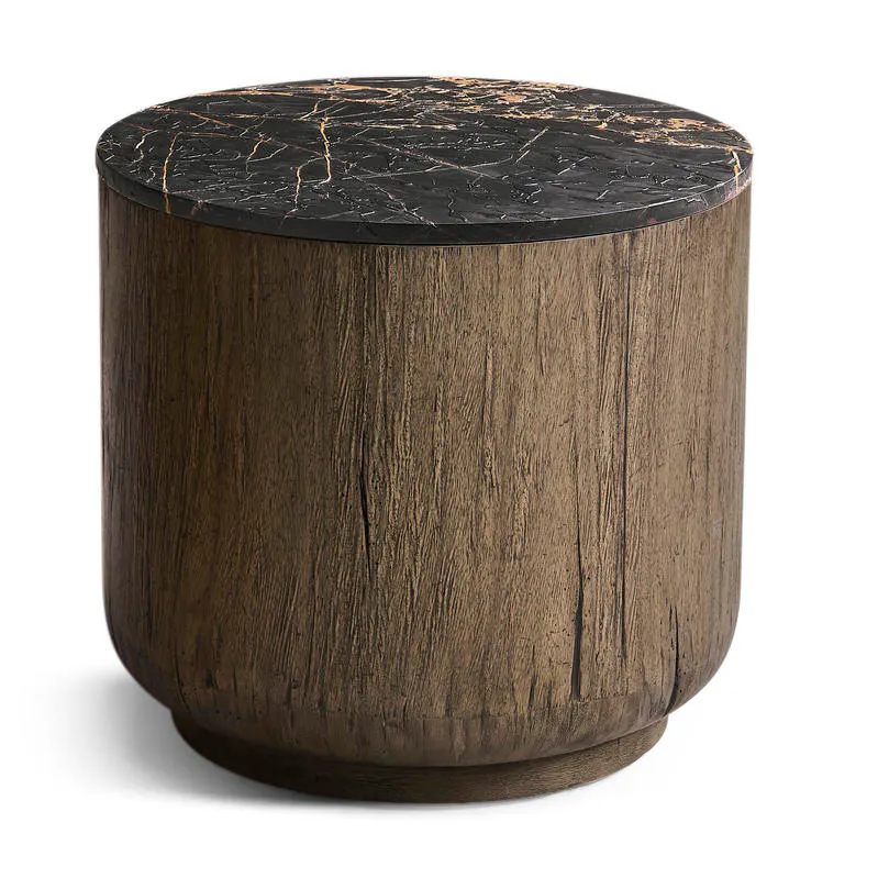 Jonathan Charles 491278-TDA Stone Ridge Marble Round Side Table Dark