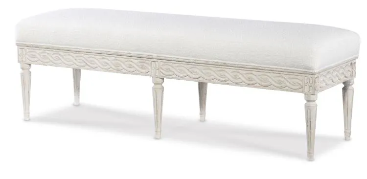 Century Furniture TS-CCU-3158-17-F1 Celine Bench Swedish Scraped White