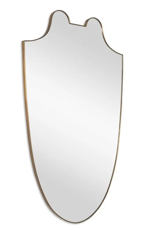 Century Furniture TSA-232-V1 Rivoli Shield Mirror Italian Vintage Brass