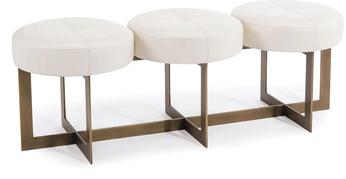 John Richard AMF-1474-WHTE-AS White Leather Button Bench John Richard AMF-1474-WHTE-AS White Leather Button Bench