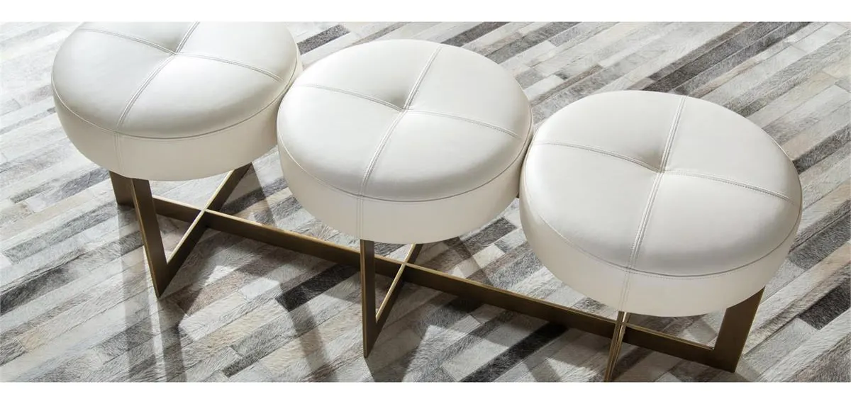 John Richard AMF-1474-WHTE-AS White Leather Button Bench John Richard AMF-1474-WHTE-AS White Leather Button Bench