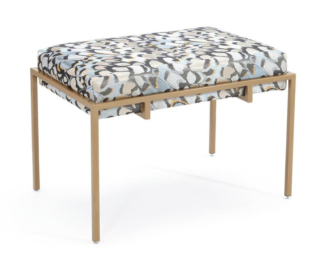 John Richard AMF-1491-5021-AS  Metal Gold Upholstered Bench – 5021