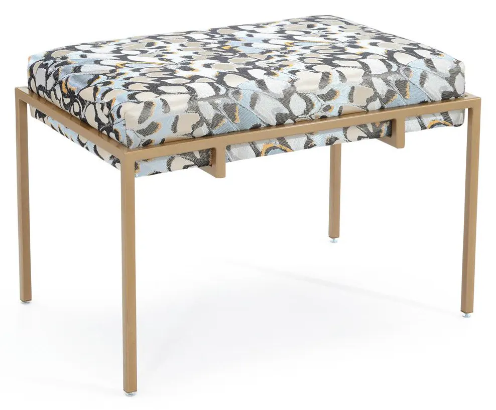 John Richard AMF-1491-5021-AS Metal Gold Upholstered Bench - 5021 John Richard AMF-1491-5021-AS Metal Gold Upholstered Bench - 5021