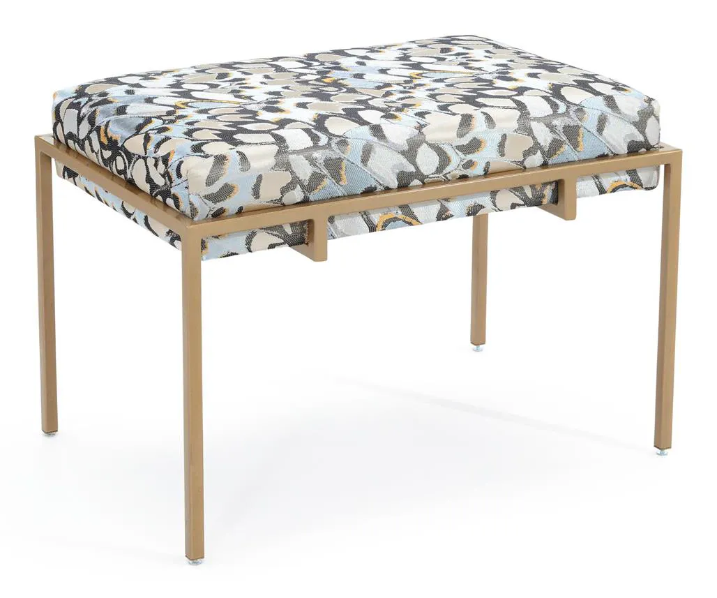 John Richard AMF-1491-5021-AS Metal Gold Upholstered Bench - 5021 John Richard AMF-1491-5021-AS Metal Gold Upholstered Bench - 5021