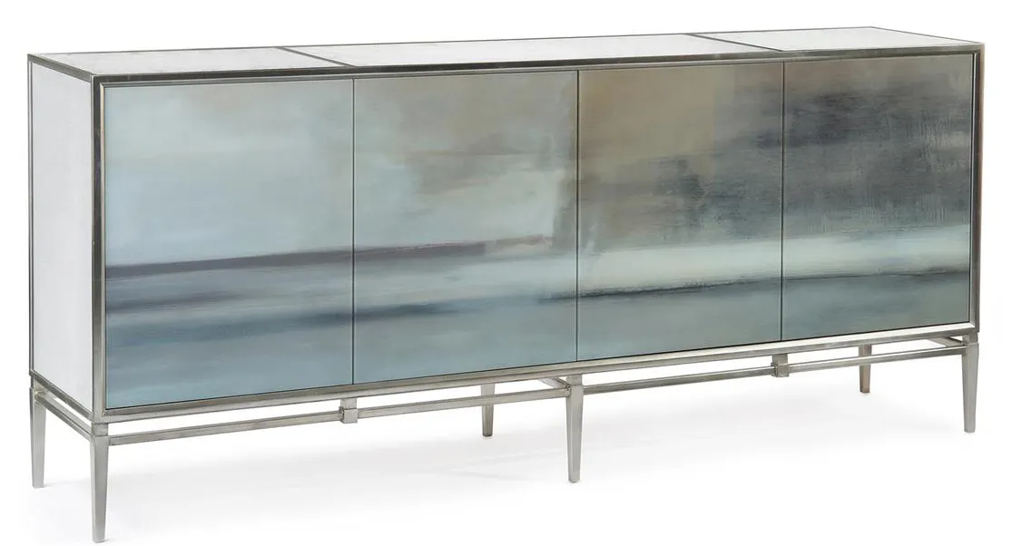 John Richard EUR-04-0475 Carol Benson Cobbs Slated Four Door Credenza John Richard EUR-04-0475 Carol Benson Cobbs Slated Four Door Credenza