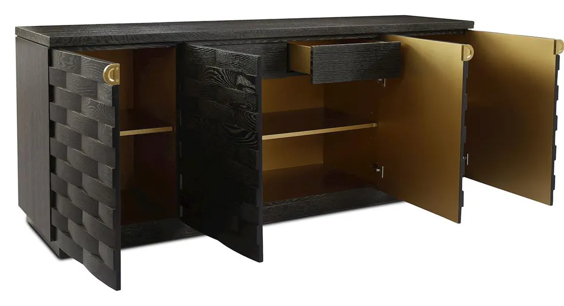 John Richard EUR-04-0813 Tessere Four Door Credenza Black John Richard EUR-04-0813 Tessere Four Door Credenza Black
