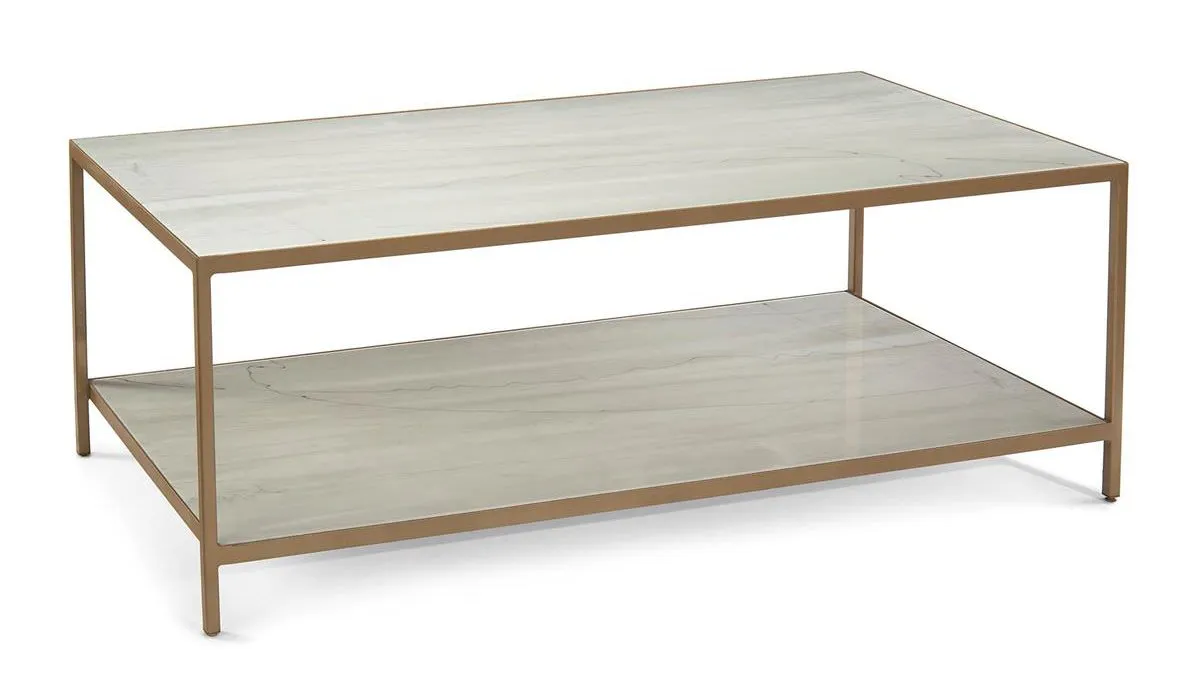 John Richard JFD-0140 Austin A. James New Orleans White Gold Coffee Table With Shelf
