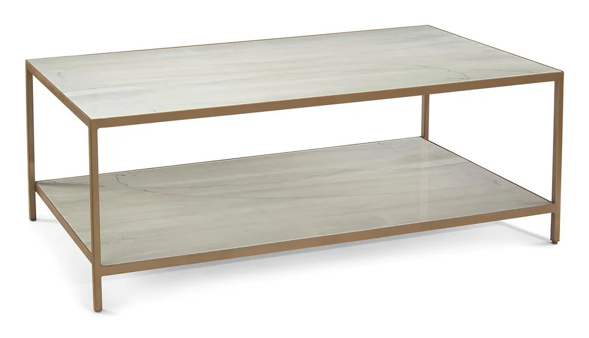 John Richard JFD-0140 Austin A. James New Orleans White Gold Coffee Table With Shelf John Richard JFD-0140 Austin A. James New Orleans White Gold Coffee Table With Shelf
