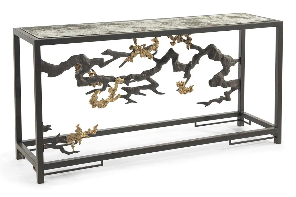 John Richard JFD-0148 Sculpted Console Table in Antique Brass John Richard JFD-0148 Sculpted Console Table in Antique Brass
