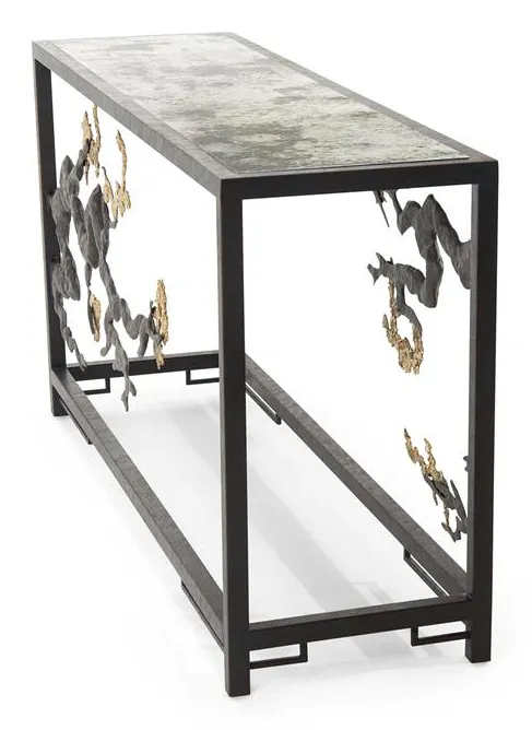 John Richard JFD-0148 Sculpted Console Table in Antique Brass John Richard JFD-0148 Sculpted Console Table in Antique Brass