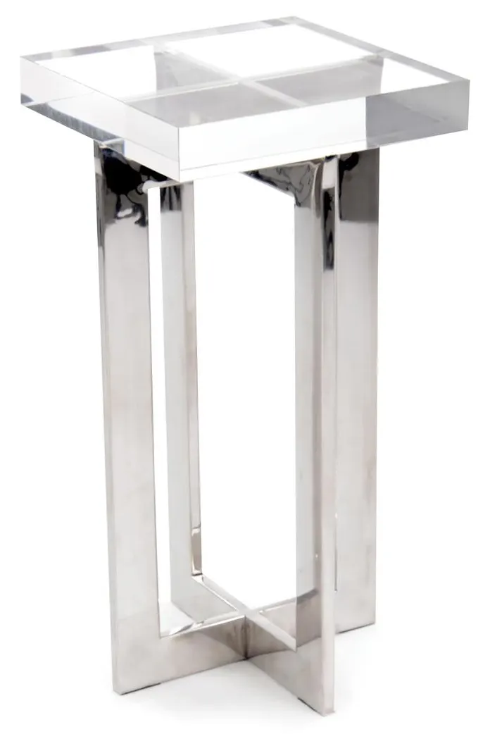 John Richard JFD-0168 Polished Nickel And Crystal Martini Table John Richard JFD-0168 Polished Nickel And Crystal Martini Table