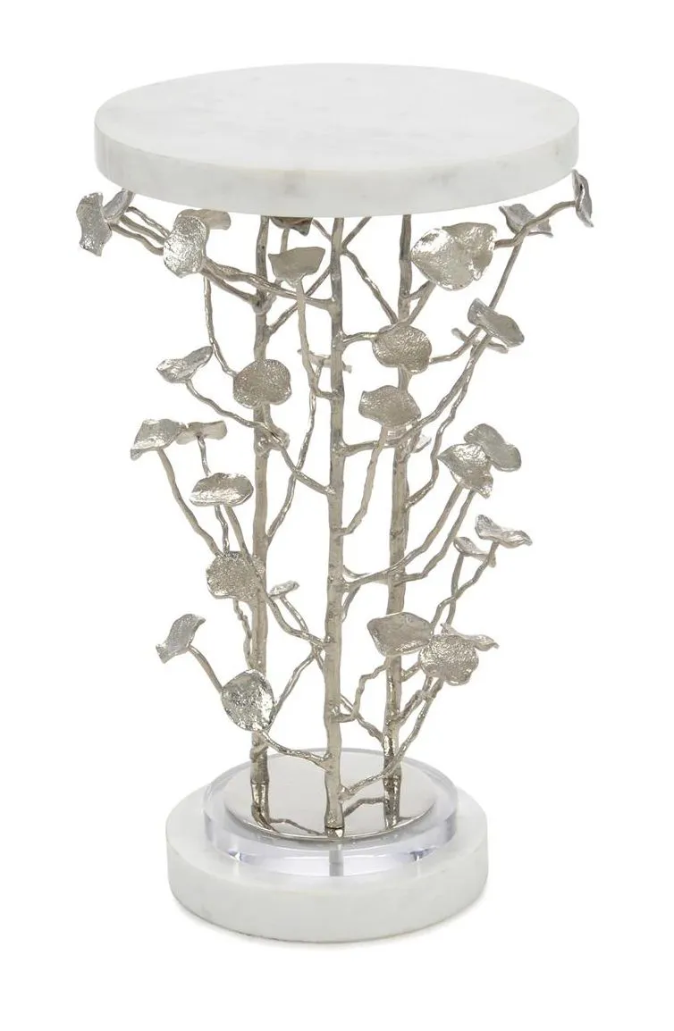 John Richard JFD-0184 Marble And Brushed Nickel Branch Martini Table