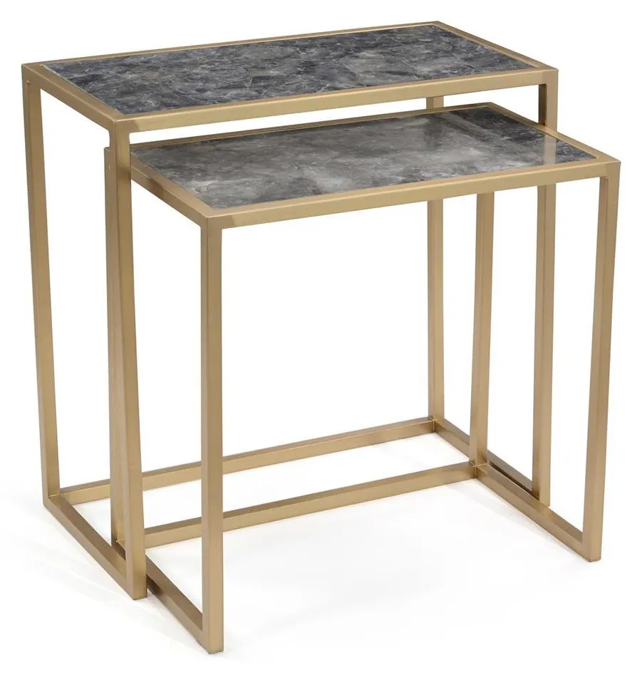 John Richard JFD-0272S2 Marble and Coffee Bronze Nesting Tables Set of Two John Richard JFD-0272S2 Marble and Coffee Bronze Nesting Tables Set of Two