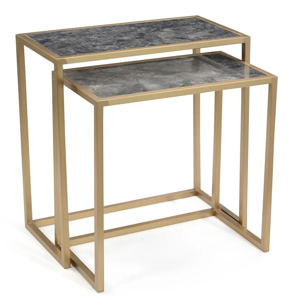 John Richard JFD-0272S2 Marble and Coffee Bronze Nesting Tables Set of Two John Richard JFD-0272S2 Marble and Coffee Bronze Nesting Tables Set of Two