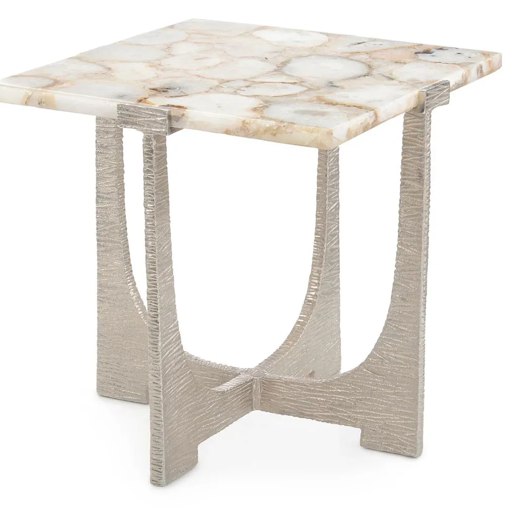 John Richard JFD-0360 Unity Agate End Table, Nickel John Richard JFD-0360 Unity Agate End Table, Nickel