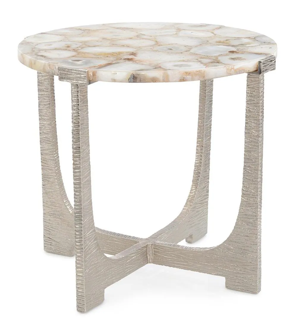 John Richard JFD-0394 Unity Round Agate End Table Nickel