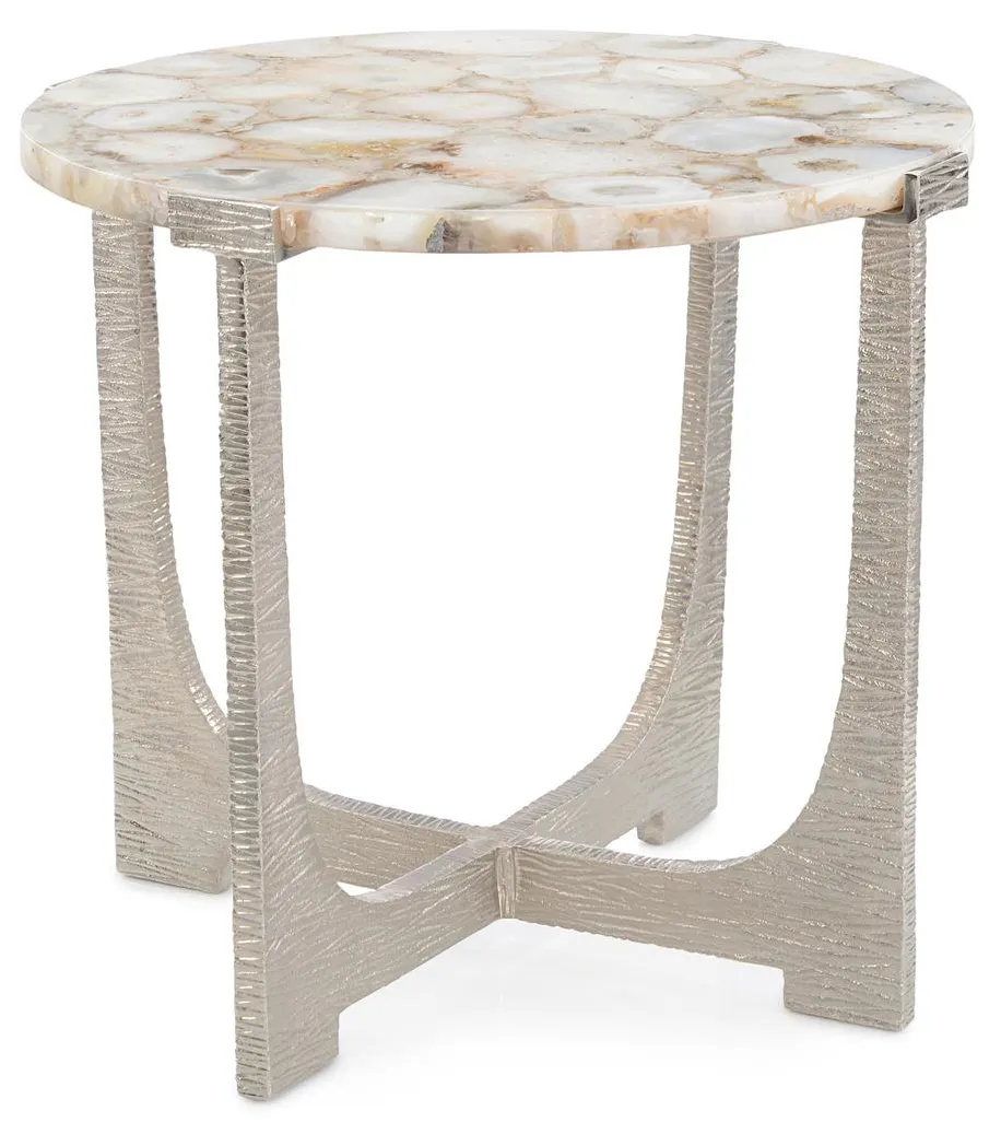 John Richard JFD-0394 Unity Round Agate End Table Nickel John Richard JFD-0394 Unity Round Agate End Table Nickel