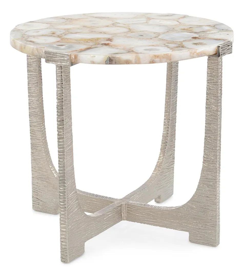 John Richard JFD-0394 Unity Round Agate End Table Nickel John Richard JFD-0394 Unity Round Agate End Table Nickel