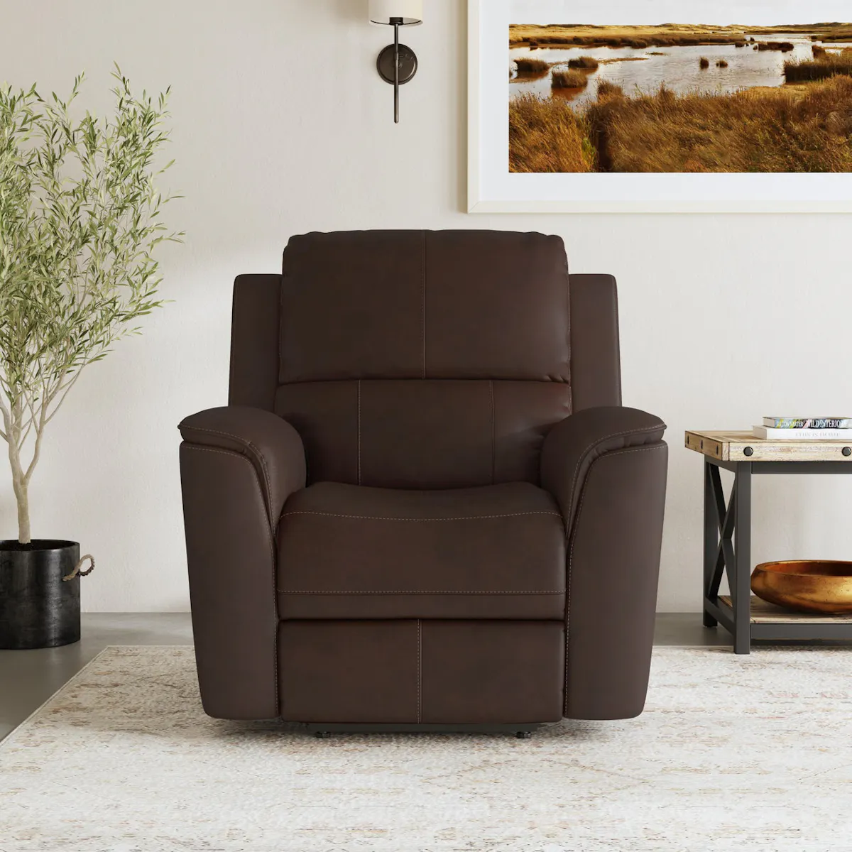 Flexsteel Furniture 1041-50PH-94671 Henry Burnt Umber Leather Power Recliner with Power Headrest and Lumbar Flexsteel Furniture 1041-50PH-94671 Henry Burnt Umber Leather Power Recliner with Power Headrest and Lumbar