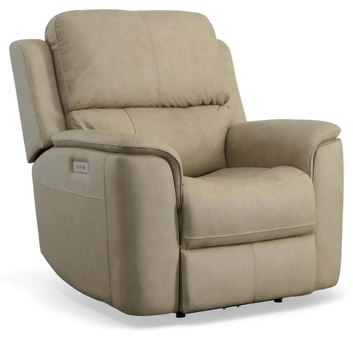 Flexsteel Furniture 1041-50PH-94680 Henry Beige Leather Power Recliner with Power Headrest and Lumbar Flexsteel Furniture 1041-50PH-94680 Henry Beige Leather Power Recliner with Power Headrest and Lumbar